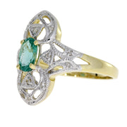 Bids.com .70ct Emerald Diamond Ring 10KT Yellow Gold Rings White Smoke 7.0