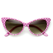 zeroUV Retro 1950's Polka Dot Cat Eye Fashion Sunglasses 8498 Sunglasses White Smoke Black White Dots,White Black Dots,Red White Dots,Pink White Dots,Light Blue Lavender