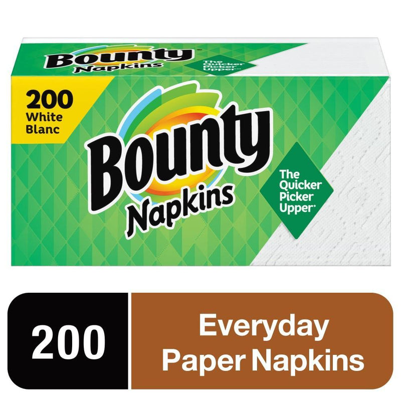 Bounty Bounty Paper Napkins, White, 200 Count - The Quicker Picker Upper Paper Napkins Black