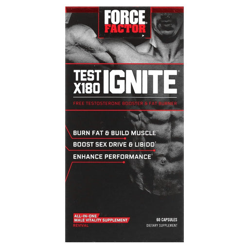Force Factor Force Factor Test X180 Ignite Total Testosterone Booster & Fat Burner 60 Capsules Vitamins & Supplements Dark Slate Gray