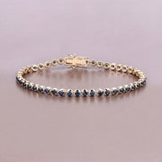 Bids.com 3.13 Carat Genuine Blue Sapphire 14K Yellow Gold Bracelet Bracelets Dark Gray size 7.00