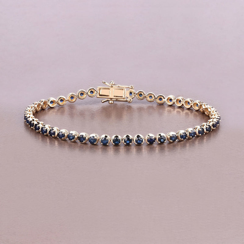 Bids.com 3.13 Carat Genuine Blue Sapphire 14K Yellow Gold Bracelet Bracelets Dark Gray size 7.00