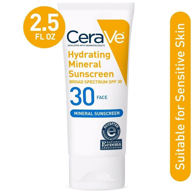 CeraVe CeraVe Hydrating Mineral Face Sunscreen Lotion – SPF 30 - 2.5oz Sunscreen White Smoke