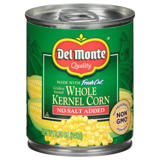 Del Monte Del Monte Fresh Cut Golden Sweet Whole Kernel Corn No Salt Added Soups & Broths Dark Green