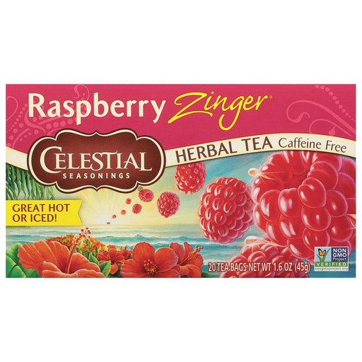 Celestial Seasonings Celestial Seasonings Raspberry Zinger Caffeine Free Herbal Tea Bags 20 Ct Box Tea & Infusions Maroon