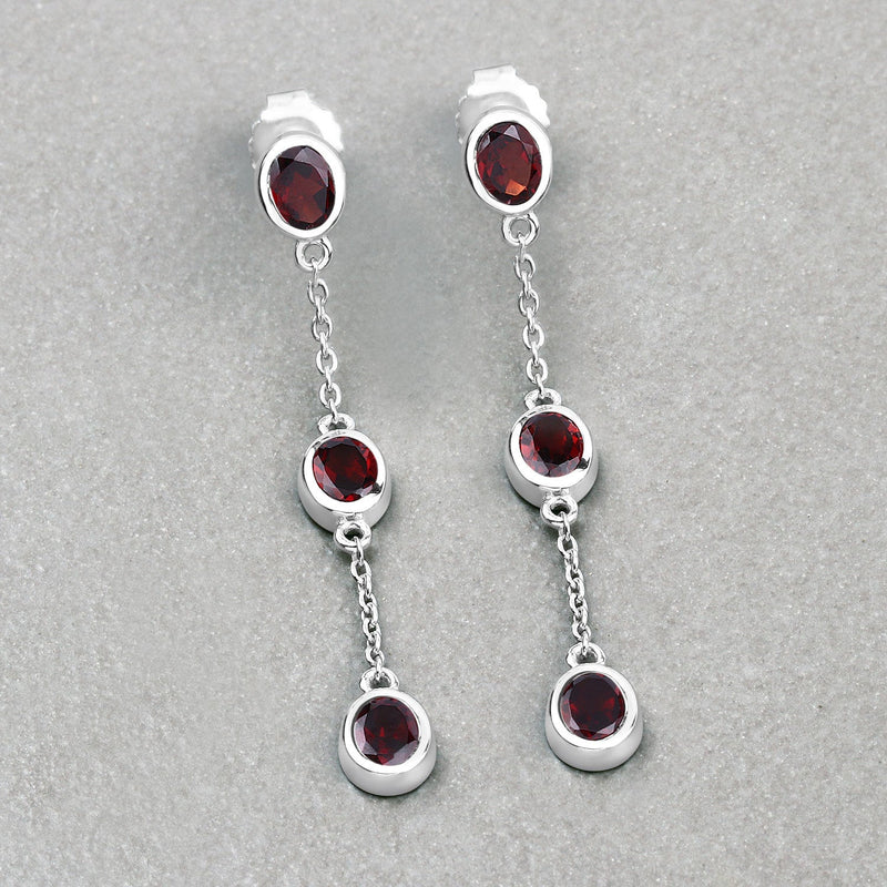 Bids.com 2.70 Carat Genuine Garnet .925 Sterling Silver Earrings Earrings Gray