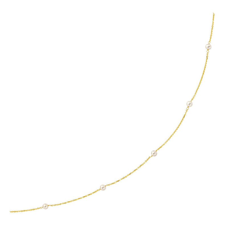 Bids.com 14k Yellow Gold Necklace with White Pearls Necklaces White Smoke 16 / Yellow Gold,18 / Yellow Gold