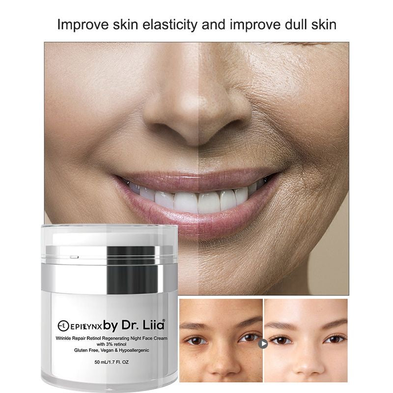 EpiLynx Wrinkle Repair Retinol Night Cream – Vegan, Gluten-Free, Regenerating Anti-Aging Moisturizer Face Creams White Smoke