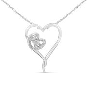 Bids.com .925 Sterling Silver 1/10 cttw Diamond Heart Pendant Necklace (H-I, I1-I2) Necklaces White Smoke White.Sterling Silver / 18