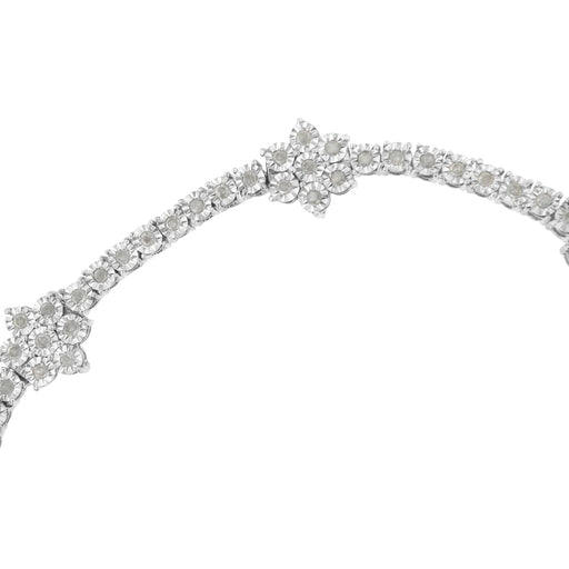 Bids.com .925 Sterling Silver 1.0 cttw Miracle-Set Diamond Floral Station Tennis Bracelet (I-J Color, I3 Clarity) - 7-1/2" Bracelets White Smoke White.Sterling Silver / 7.5
