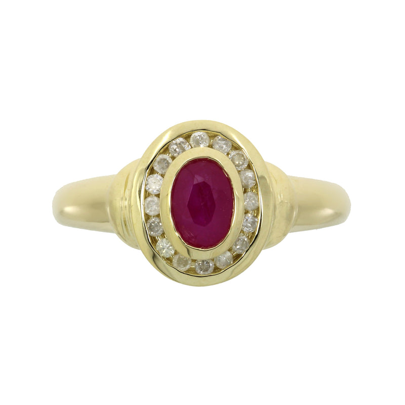 Bids.com .70ct Ruby Diamond Ring 10KT Yellow Gold Rings White Smoke 7.0