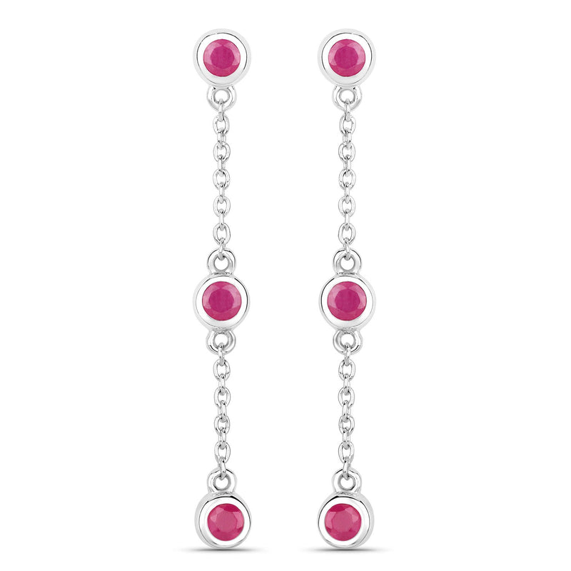 Bids.com 0.78 Carat Genuine Ruby .925 Sterling Silver Earrings Earrings White Smoke