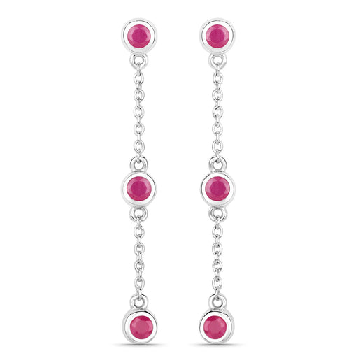 Bids.com 0.78 Carat Genuine Ruby .925 Sterling Silver Earrings Earrings White Smoke