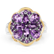 Bids.com Two Tone Plated 2.66 Carat Genuine Amethyst .925 Sterling Silver Ring Rings White Smoke size 8.00,size 6.00,size 7.00,size 9.00