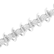 Bids.com .925 Sterling Silver 1 cttw Prong-Set Diamond Link Bracelet (I-J, I1-I2) - 7.25" Bracelets White Smoke White.Sterling Silver / 7.5