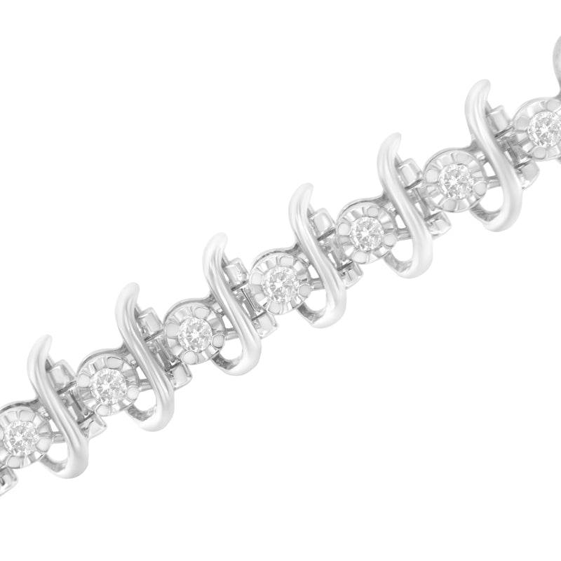 Bids.com .925 Sterling Silver 1 cttw Prong-Set Diamond Link Bracelet (I-J, I1-I2) - 7.25" Bracelets White Smoke White.Sterling Silver / 7.5