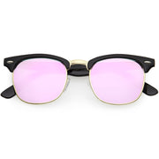 zeroUV Retro Horned Rim Half Frame Flash Mirror Lens Sunglasses 9309 Sunglasses Lavender Rose Mirror
