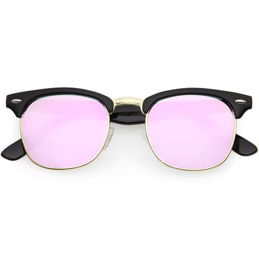 zeroUV Retro Horned Rim Half Frame Flash Mirror Lens Sunglasses 9309 Sunglasses Lavender Black Ice,Black Fire,Black Midnight,Shiny Black Mirror,Matte Black Mirror,White Sun,White Ice,Tortoise Ice,White Rainbow,Tortoise Midnight,Black Sun,Tortoise Fire,Rose Mirror