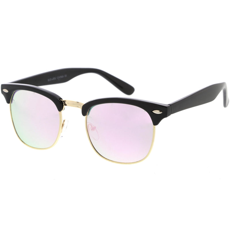 zeroUV Retro Horned Rim Half Frame Flash Mirror Lens Sunglasses 9309 Sunglasses White Smoke Black Ice,Black Fire,Black Midnight,Shiny Black Mirror,Matte Black Mirror,White Sun,White Ice,Tortoise Ice,White Rainbow,Tortoise Midnight,Black Sun,Tortoise Fire,Rose Mirror