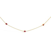 Bids.com 14K Yellow Gold Bezel Set 4x3 mm Oval Red Ruby Station Necklace - 18 Inches Necklaces White Smoke Yellow.Gold / 18