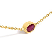 Bids.com 14K Yellow Gold Bezel Set 4x3 mm Oval Red Ruby Station Necklace - 18 Inches Necklaces White Smoke Yellow.Gold / 18