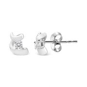 Bids.com 10K White Gold 1/10 Cttw Round Brilliant-Cut Diamond Espira Swirls Solitaire Push Back Stud Earrings (I-J Color, I1-I2 Clarity) Earrings White Smoke Yellow.Gold / 0.1,White.Gold / 0.1