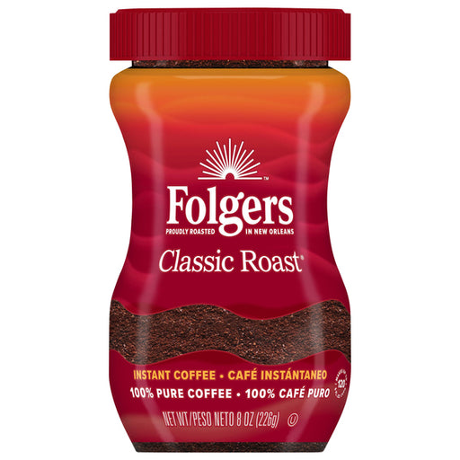 Folgers Folgers Classic Roast Instant Coffee Crystals, 8 Ounce Jar Coffee Dark Red