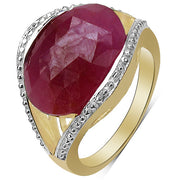 Bids.com 14K Yellow Gold Plated 9.29 Carat Genuine Pink Sapphire & White Diamond .925 Sterling Silver Ring Rings White Smoke size 8.00,size 6.00,size 7.00,size 9.00
