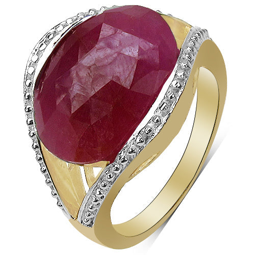 Bids.com 14K Yellow Gold Plated 9.29 Carat Genuine Pink Sapphire & White Diamond .925 Sterling Silver Ring Rings White Smoke size 8.00,size 6.00,size 7.00,size 9.00