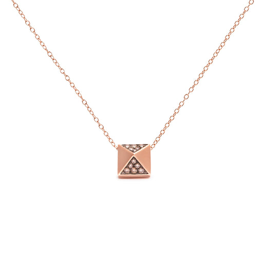 Bids.com 14K Rose Gold 1/4 Cttw Brown Diamond Matte Finished Pyramid Pendant Necklace (Brown Color, SI1-SI2 Clarity) - 18" Inches Necklaces White Smoke Rose.Gold / 18
