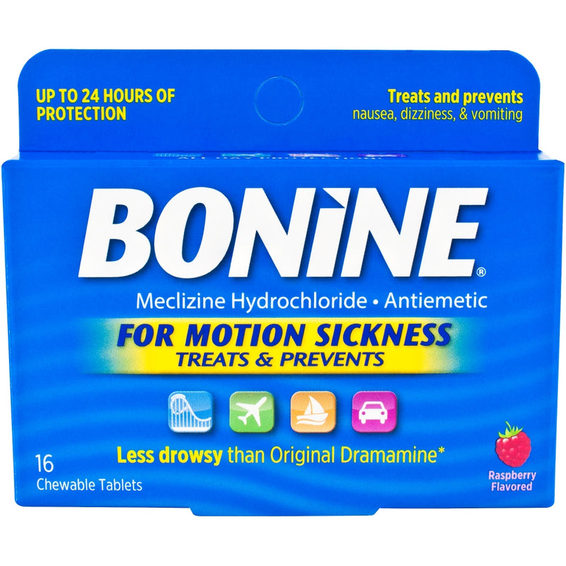 Bonine Bonine Meclizine Hydrochloride, For Motion Sickness, Raspberry Flavored, Chewable Tablets Health & Beauty Dodger Blue