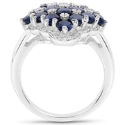 Bids.com 3.48 Carat Genuine Blue Sapphire and White Zircon .925 Sterling Silver Ring Rings White Smoke size 7.00,size 5.00,size 6.00,size 8.00,size 9.00,size 5.50,size 9.25