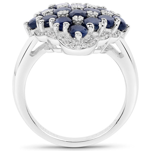 Bids.com 3.48 Carat Genuine Blue Sapphire and White Zircon .925 Sterling Silver Ring Rings White Smoke size 7.00,size 5.00,size 6.00,size 8.00,size 9.00,size 5.50,size 9.25