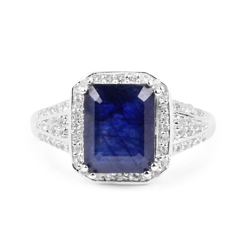 Bids.com 4.80 Carat Glass Filled Sapphire and White Topaz .925 Sterling Silver Ring Rings White Smoke size 5.00,size 7.00,size 11.00,size 6.00,size 8.00,size 9.00,size 10.00