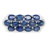 Bids.com 2.60 Carat Genuine Blue Sapphire .925 Sterling Silver Ring Rings White Smoke size 8.00,size 10.00,size 6.00,size 7.00,size 9.00,size 5.00,size 11.50