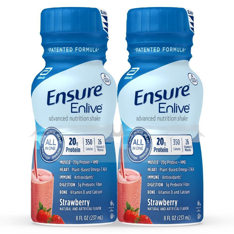 Ensure Ensure Enlive Advanced Meal Replacement Shake Strawberry Ready-to-Drink 8 Fl Oz Bottles Nutrition Drinks & Shakes White Smoke