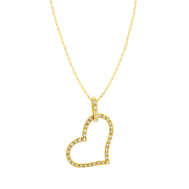Bids.com 10K Yellow Gold 1/4 cttw Prong Set Round-Cut Diamond Open Heart 18" Pendant Necklace (K-L Color, I1-I2 Clarity) Necklaces White Smoke Yellow.Gold / 18