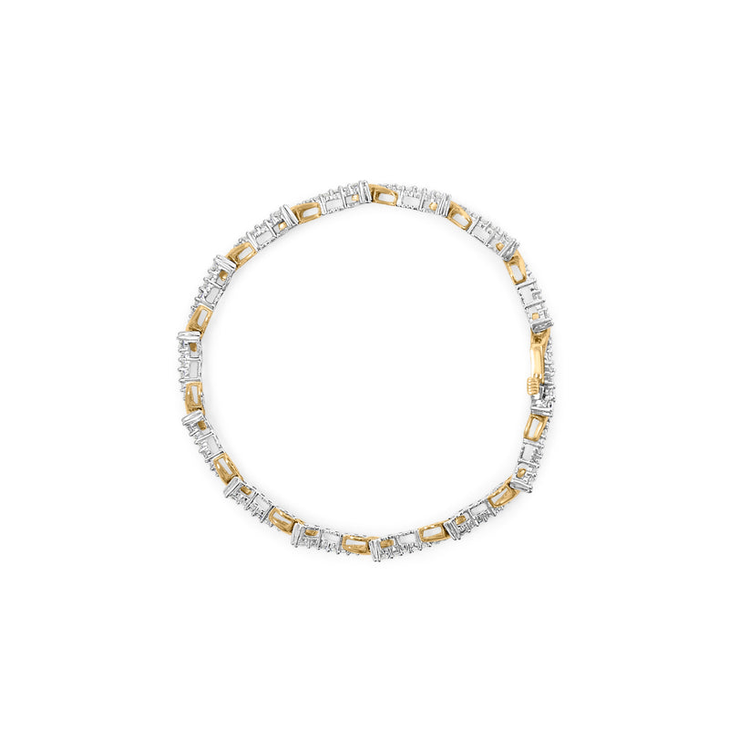 Bids.com 10K Yellow and White Gold 2.00 Cttw Diamond "S" Link 7" Bracelet (H-I Color, I2-I3 Clarity) Bracelets White Smoke YellowWhite.Gold / 7