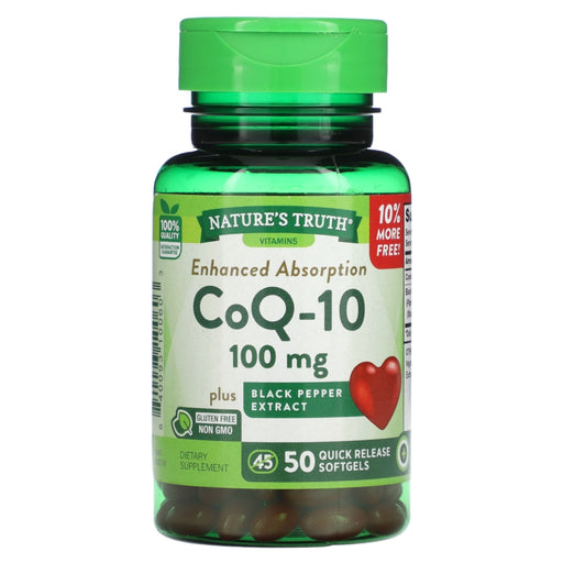 Nature's Truth Nature's Truth CoQ-10 +Black Pepper Extract 100Mg Softgels 45+5 Bonus Vitamins & Supplements White Smoke