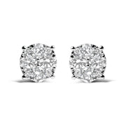 Bids.com 14K White Gold 2.00 Cttw Lab Grown Diamond Cluster Stud Earrings (G-H Color, VS1-VS2 Clarity) Earrings White Smoke White.Gold / 2