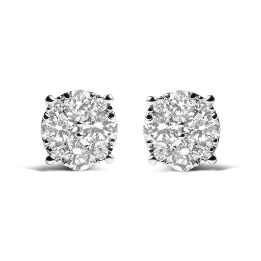Bids.com 14K White Gold 2.00 Cttw Lab Grown Diamond Cluster Stud Earrings (G-H Color, VS1-VS2 Clarity) Earrings White Smoke White.Gold / 2