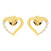 Bids.com 14K Yellow Gold 1/8 Cttw Diamond Journey Heart Hoop Earrings (K-L Color, I1-I2 Clarity) Earrings White Smoke Yellow.Gold / 0.119