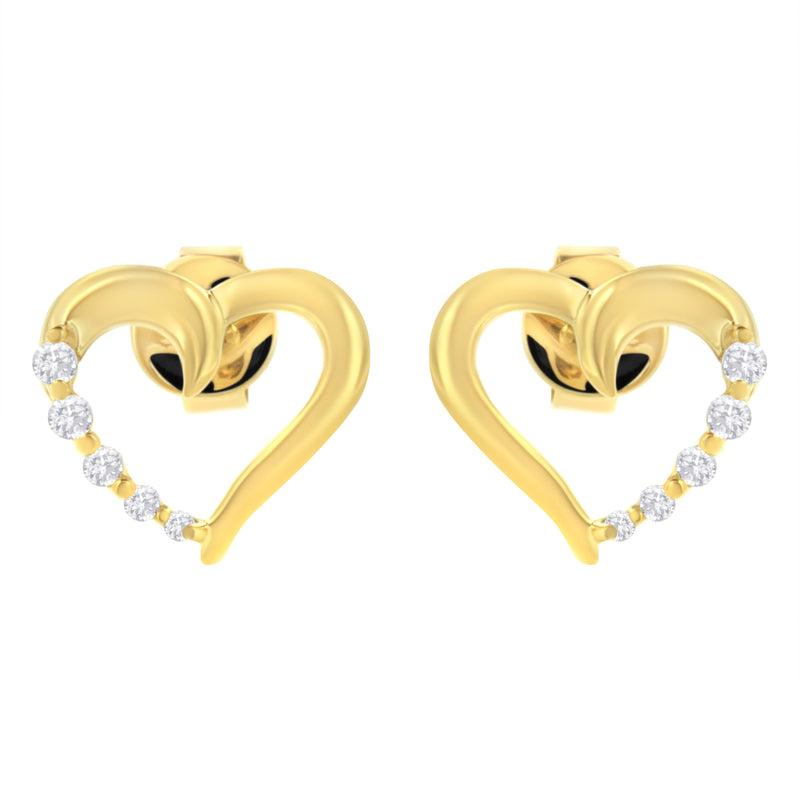 Bids.com 14K Yellow Gold 1/8 Cttw Diamond Journey Heart Hoop Earrings (K-L Color, I1-I2 Clarity) Earrings White Smoke Yellow.Gold / 0.119