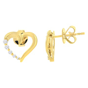 Bids.com 14K Yellow Gold 1/8 Cttw Diamond Journey Heart Hoop Earrings (K-L Color, I1-I2 Clarity) Earrings White Smoke Yellow.Gold / 0.119