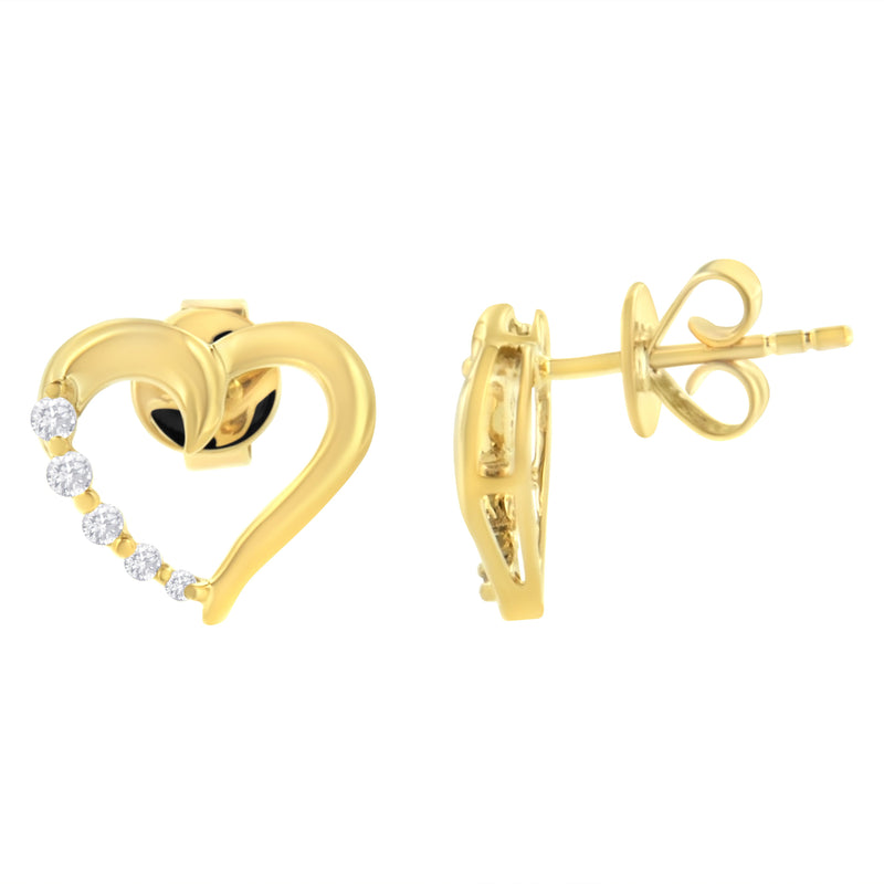 Bids.com 14K Yellow Gold 1/8 Cttw Diamond Journey Heart Hoop Earrings (K-L Color, I1-I2 Clarity) Earrings White Smoke Yellow.Gold / 0.119