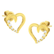 Bids.com 14K Yellow Gold 1/8 Cttw Diamond Journey Heart Hoop Earrings (K-L Color, I1-I2 Clarity) Earrings White Smoke Yellow.Gold / 0.119