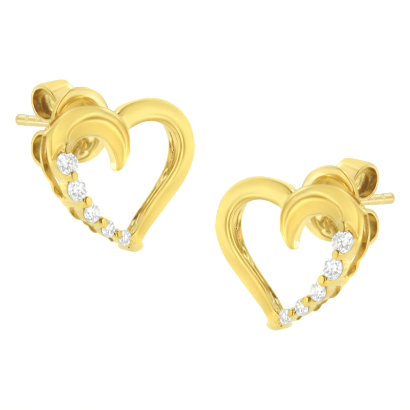Bids.com 14K Yellow Gold 1/8 Cttw Diamond Journey Heart Hoop Earrings (K-L Color, I1-I2 Clarity) Earrings White Smoke Yellow.Gold / 0.119