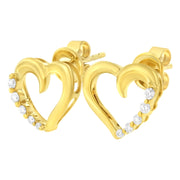 Bids.com 14K Yellow Gold 1/8 Cttw Diamond Journey Heart Hoop Earrings (K-L Color, I1-I2 Clarity) Earrings White Smoke Yellow.Gold / 0.119