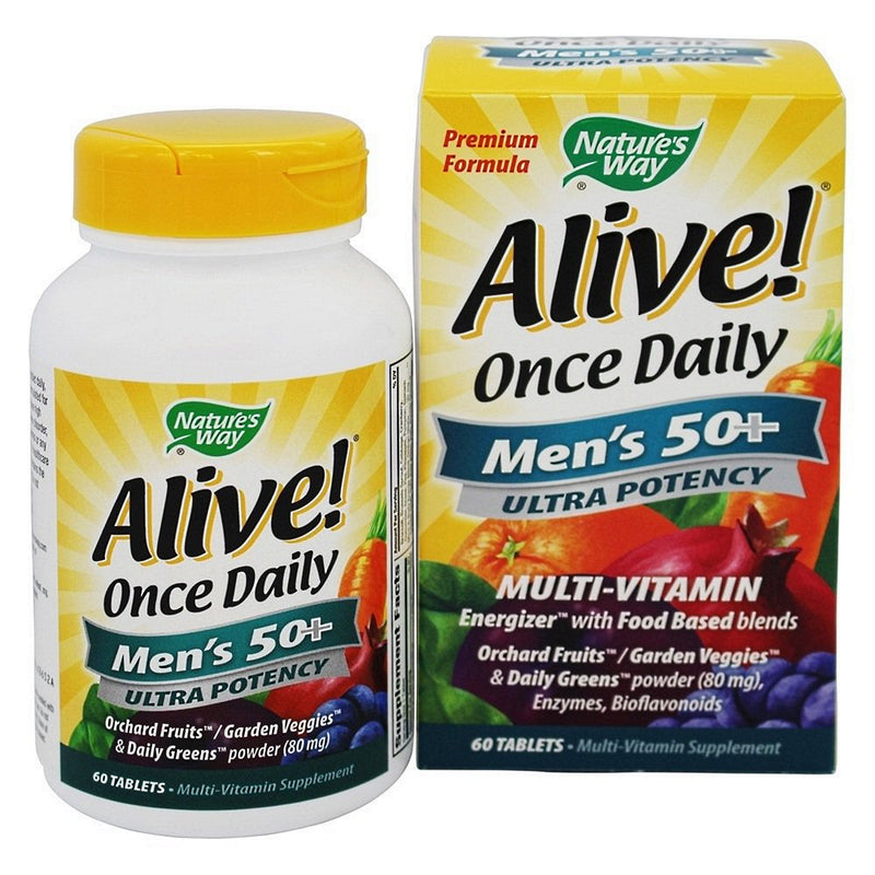Nature's Way Nature's Way Alive Once Daily Mens 50 Plus Ultra Potency Multi-Vitamin Tablets Vitamins & Supplements White Smoke