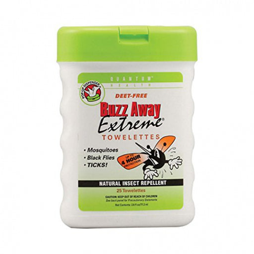 Quantum Quantum Buzz Away Extreme Natural Insect Repellent Towelettes Repellents Light Gray